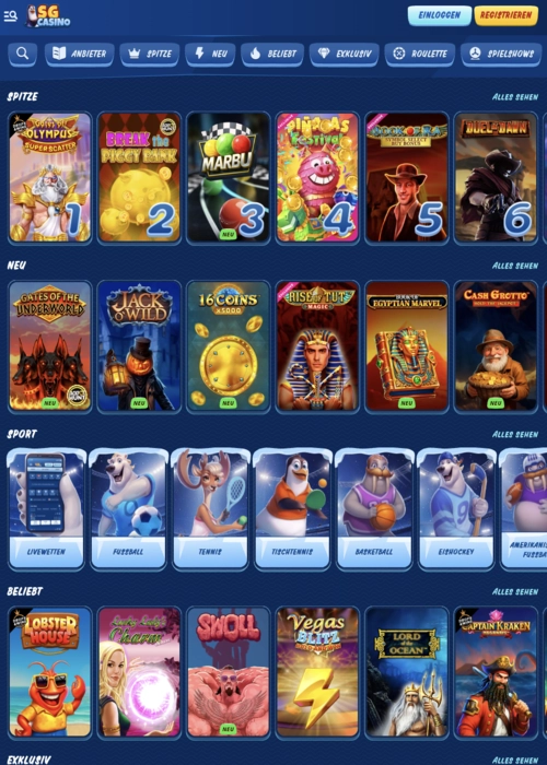 Gaming lobby slots collection SG Casino